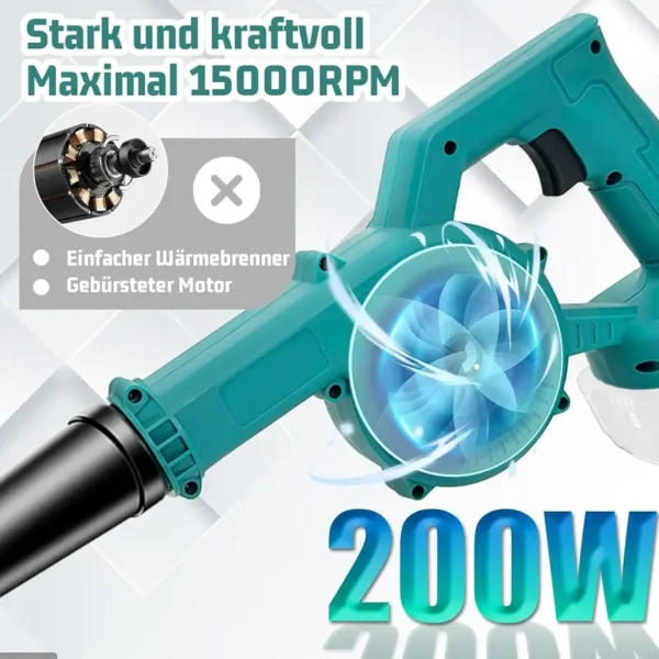MAWIRON Laubblaser und Staubsauger 3Pounds 15000U/min Kompatibel für MAKITA 18V BL1830B Akku Schnelles Ladegerät Laubblaser für Gartenpflege Trümmer Sammlung (Ohne Akku) - Image 3