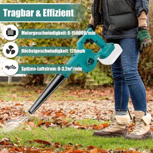 MAWIRON Laubblaser und Staubsauger 3Pounds 15000U/min Kompatibel für MAKITA 18V BL1830B Akku Schnelles Ladegerät Laubblaser für Gartenpflege Trümmer Sammlung (Ohne Akku) - Image 4